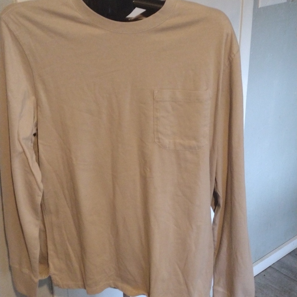 Goodfellow & Co Men’s Tan Long Sleeve Pocket T-Shirt Size L NWT Cotton - Picture 2 of 8